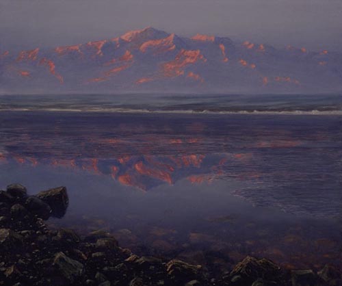 Mount Tom White painting of Alaska, David Rosenthal Oil Painting Cordova Alaska, oil painting image